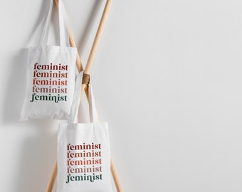 Boho Feminist Tote Bag // Retro Feminism Bag, Retro Feminist Tote Bag, Aesthetic Shopping Bag, Reusable Bag, Feminist Quote, Vintage Bag