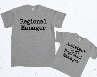 Camisetas a juego para el gerente regional y su asistente - Camisetas a juego para el Día del Padre - Camisetas familiares - Regalo - The Office