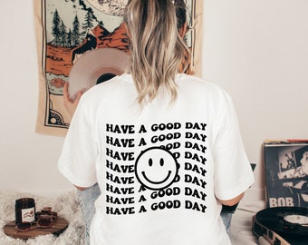 Camiseta retro "Que tengas un buen día" // Camiseta con ambiente de los 70, camisetas estéticas, camiseta de verano de moda, camiseta positiva, camiseta de regalo de cumpleaños, camiseta de buenas vibras
