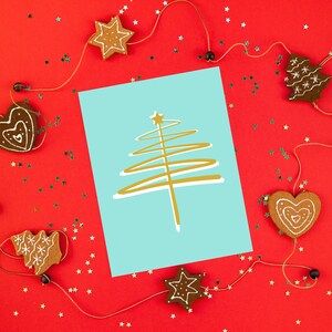 落書きされたクリスマスツリーのポストカード