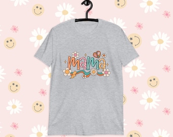 Camiseta gráfica Groovy Mama // Camiseta retro para mamá, camiseta linda para mamá, camiseta divertida para mamá, flores vintage, regalo para el Día de la Madre, camiseta boho para mamá
