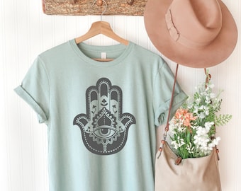 Hamsa Hand T-shirt - Evil Eye T-shirt - Protection - Spiritual - Crewneck T-shirt