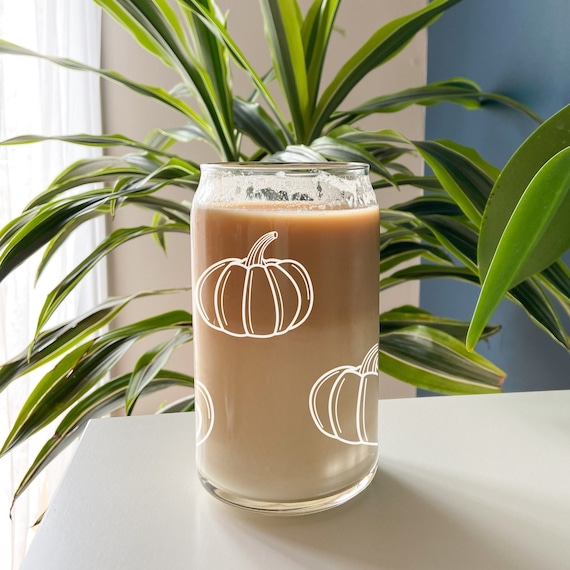 Pumpkin Pattern Beer Can Glass - Iced Coffee Soda Can Glass - Fall Mug - Pumpkin Spice Cup - Halloween Tumbler - Libbey