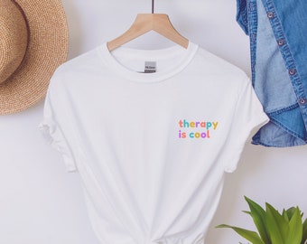 therapy is cool crewneck t-shirt // Mental Health Gift, Therapist Gift, End mental health stigma, Normalize going to therapy, Self Care