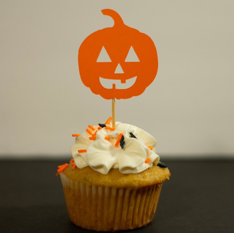 Jackolantern Cupcake Toppers Pumpkin Cupcake Toppers Etsy