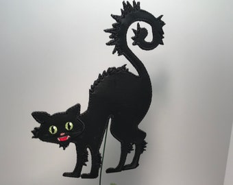 Schwarze Katze, Schwarze Halloween Katze, Schwarze Skardierte Katze