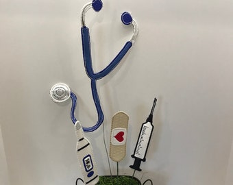 Stethoscope, Band aid, Thermometer, Syringe, Nurses, Wreath Attachment Picks