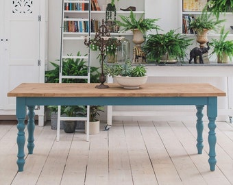 Reclaimed Farmhouse Dining Table - Rustic Kitchen Table - Painted Dining Table - Handmade Dining Table - Made in the UK