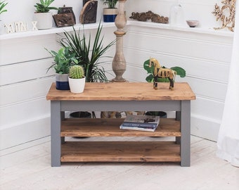 Attenborough Television Table - Rustic TV Unit - Reclaimed television stand - Two Shelves Media Unit - Handmade TV Unit - Made in the UK