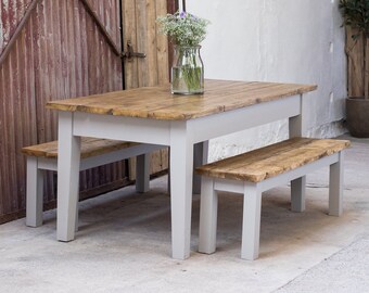 Extra Wide Rustic Victorian Style Dining Table - Bakery Dining Table- Handmade Dining Table - Tapered Leg Table - Made in the UK