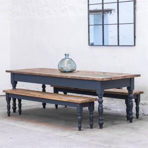 Reclaimed Farmhouse Dining Table Rustic Kitchen Table Painted Dining Table Handmade Dining Table Made in the UK image 4