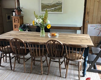 9ft/270cm Rustic Farmhouse Dining Table - Kitchen Table - Reclaimed Dining Table  - Handmade Dining Table - Farmhouse Table - Made in the UK