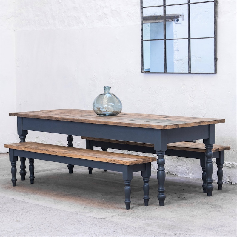 Reclaimed Farmhouse Dining Table Rustic Kitchen Table Painted Dining Table Handmade Dining Table Made in the UK image 4