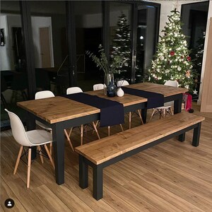 Extra Wide Bakery Table Dining Set with Benches Rustic Dining Set Reclaimed Dining Set Handmade Rustic Dining Table, Made in the UK Bild 7