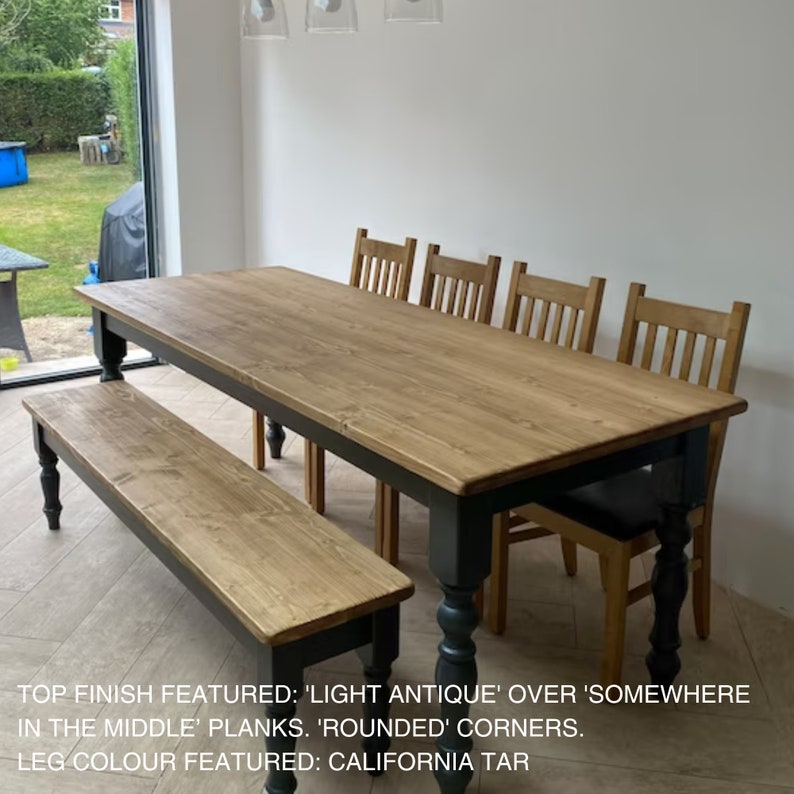 7ft/210cm Rustic Farmhouse Dining Table - Kitchen Table - Reclaimed ...