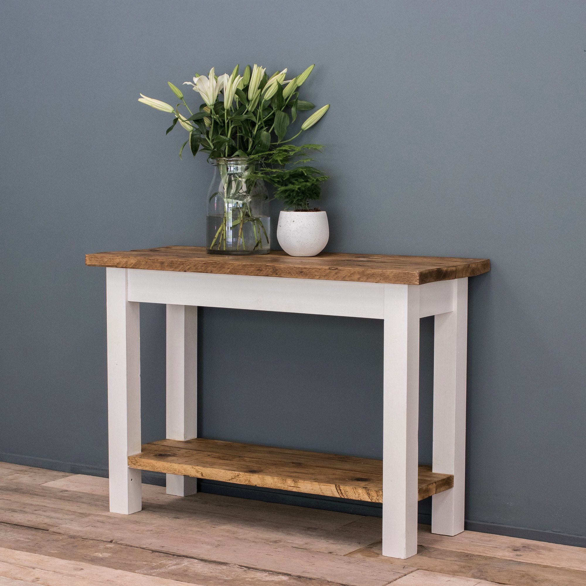 Reclaimed Console Table With Shelf Rustic Console Table Etsy UK