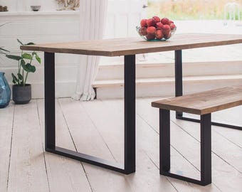 Smithy Dining Table with Benches - Rustic Dining Table - Metal Legged Dining Table - Handmade Dining Table | Made in the UK