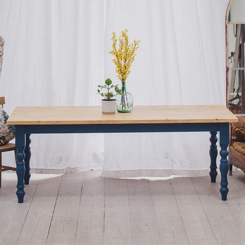 Farmhouse Dining Table Set With Benches Extra Wide Rustic Etsy