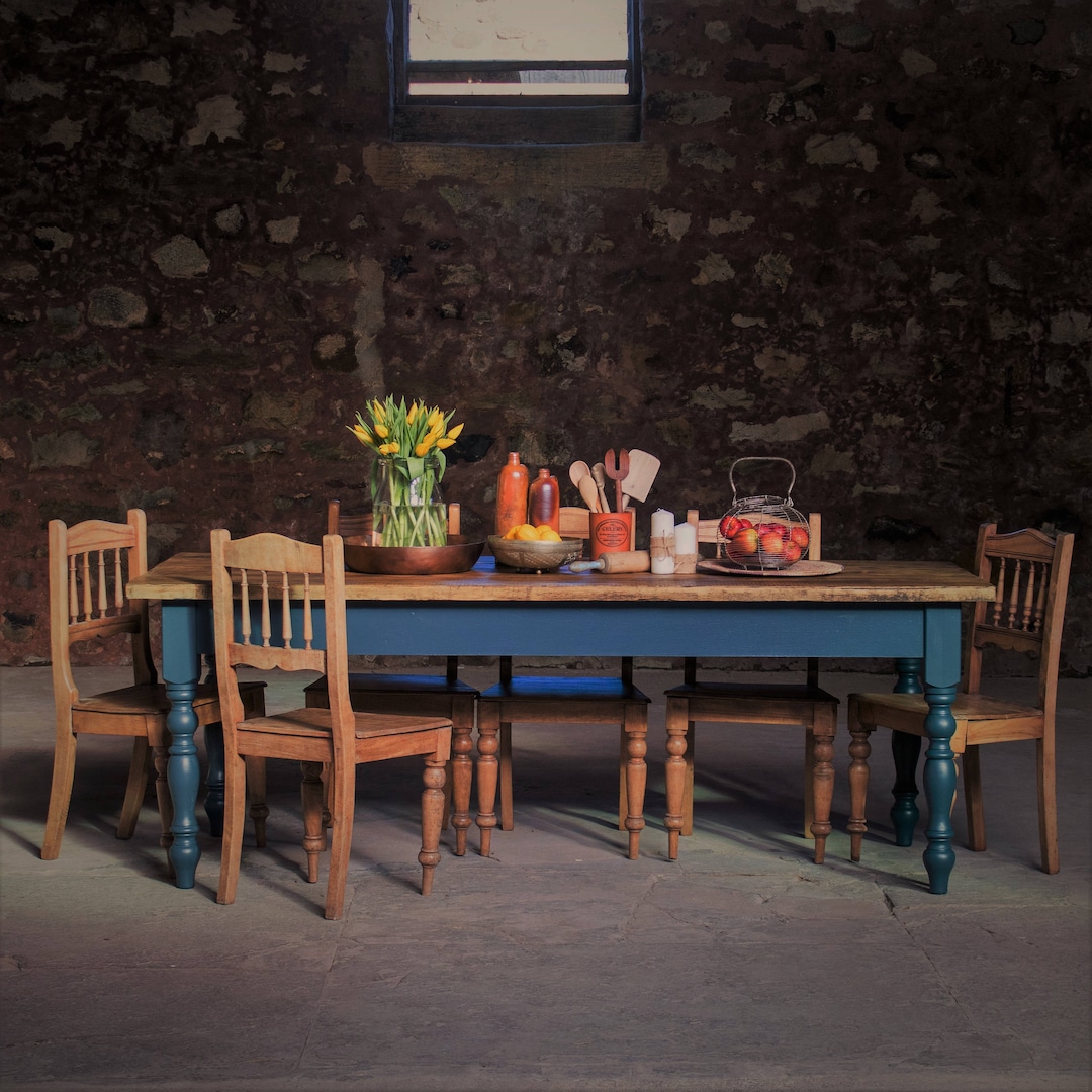 7ft/210cm Rustic Farmhouse Dining Table - Kitchen Table - Reclaimed ...