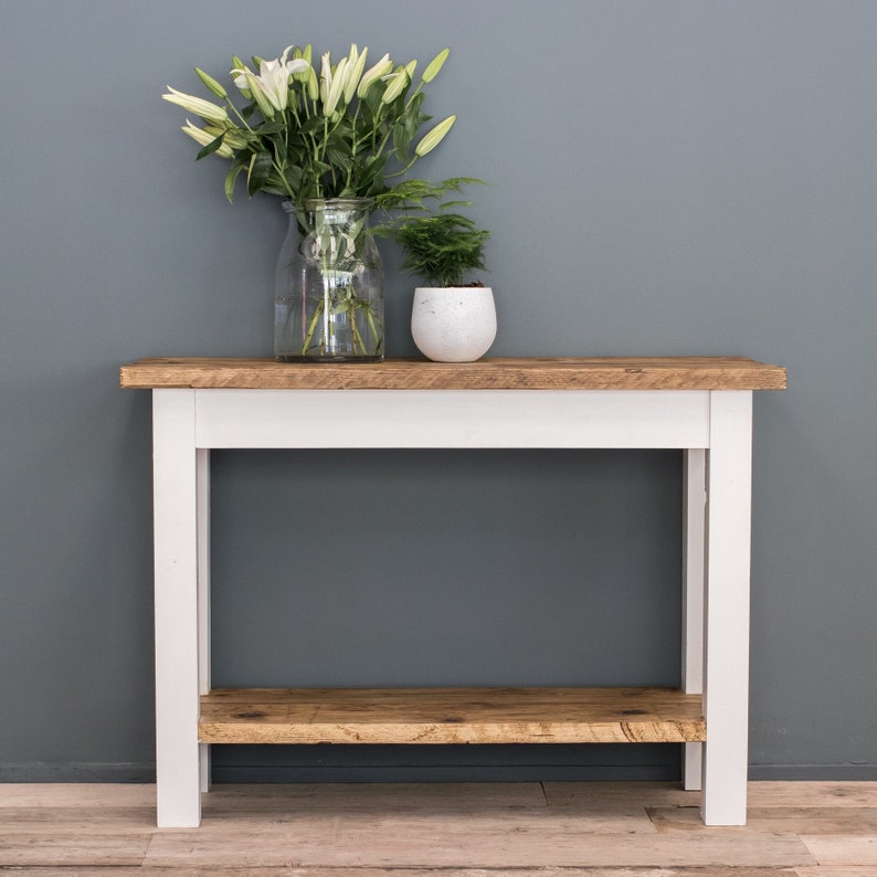 Reclaimed Console Table With Shelf Rustic Console Table Etsy UK