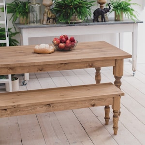 Farmhouse Dining Table with Benches - Wide Rustic Dining Table - Reclaimed Dining Table - Handmade Dining Table | Made in the UK