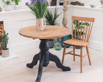 Pedestal Table | Pedestal Kitchen Table | Round Dining Table | Round Rustic Table | Custom Round Farmhouse Table | Made in the UK