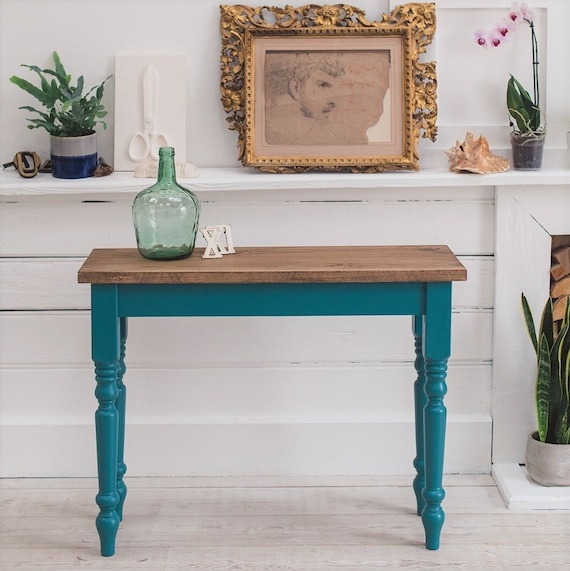 Blue Painted Console Table Made from Reclaimed Teak Blue Painted Console Table Made from Reclaimed Teak