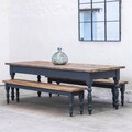 Farmhouse Dining Table with Benches - Handcrafted Rustic Table & Benches - Reclaimed Dining Set - Custom Dining Table - Made in the UK