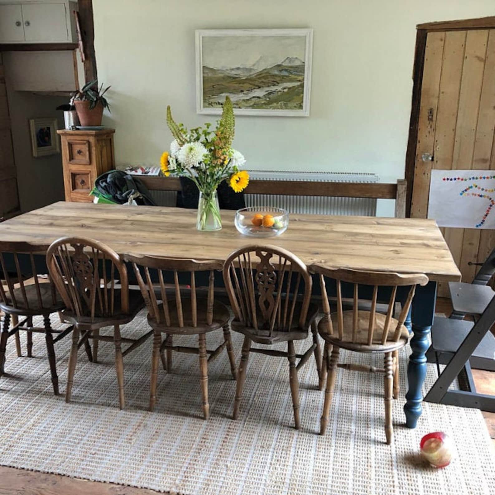 Rustic Reclaimed Farmhouse Dining Table Wide Rustic Dining Table ...