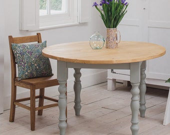 Round Farmhouse Table | Round Dining Table | Painted Farmhouse Dining Table | Custom Farmhouse Kitchen Table | Made in the UK