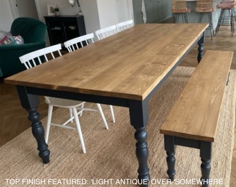 8ft/240cm Rustic Farmhouse Dining Table - Kitchen Table - Reclaimed Dining Table  - Handmade Dining Table - Farmhouse Table - Made in the UK