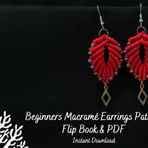 Macrame Earrings, Macrame Tutorial, Micro Macrame, Macrame Pattern e-flipbook + PDF, Jewelry making
