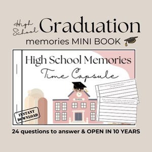 Abitur Erinnerungsbuch | Zeitkapsel Mini Scrapbook | Abschluss-Andenken-Fragen | Wann öffnen | Senior Reflection Printable Journal 2025