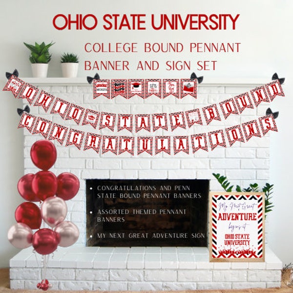 Ohio Bound Pennant Banner Sign, Graduation Party Decorations, Congratulations Pennant, Bunting Custom College Next Adventure Sign