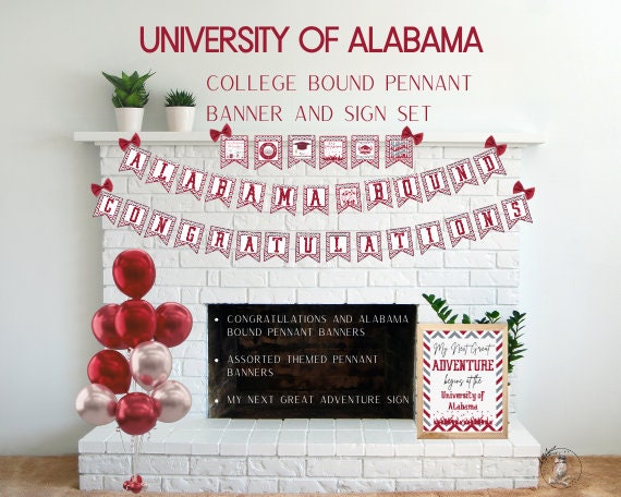 Alabama Bound Pennant Banner Sign, Graduation Party Decorations ...