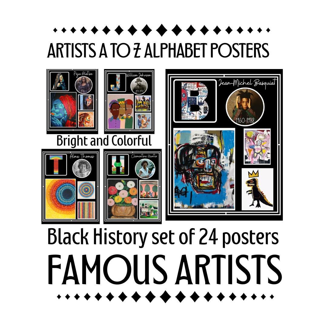 Famous Black American Artists Posters A-Z Bundle | Black History Month ...