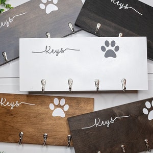 MTERSN Dog Leash Holder for Wall - Decorative Key Holder for Wall and Leash  Holder Wall Mount with 5 Dog Paw Print Hooks for Dog Leash,Coat,Toys- Dog