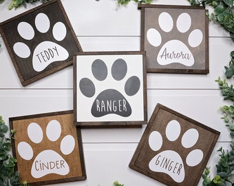 Personalized Paw Print Wood Sign | Pet Name Sign | Custom Pet Name | Rustic Dog Sign | Dog Sign