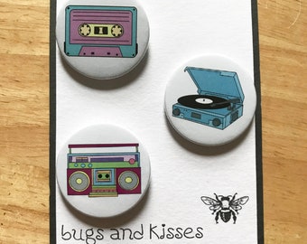 Retro Music Badge Set