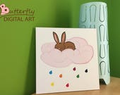 Rabbit Print- Bunny Wall Art  - Nursery Decor- Woodland Decor For babies-Printable Poster-Instant Download-Wall Art Printable Decor