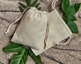 3" X 5" 100% Cotton Canvas, Biodegradable and Reusable Premium Quality Muslin Drawstring Bags, Available in (Pack of 10, 25, 50, 100, 200)