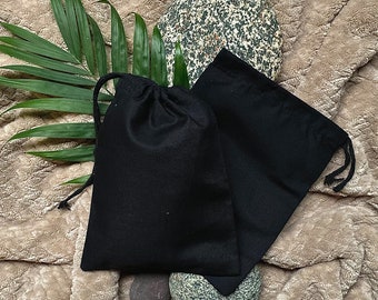 6" X 8" Black Cotton, Biodegradable and Reusable Premium Quality Muslin Single Drawstring Bags, Available in (Pack of 10, 25, 50, 100, 200)