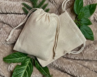 4" X 6" 100% Cotton Canvas, Biodegradable and Reusable Premium Quality Muslin Drawstring Bags, Available in (Pack of 10, 25, 50, 100, 200)