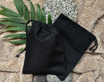 5" X 7" Black Cotton, Biodegradable and Reusable Premium Quality Muslin Single Drawstring Bags