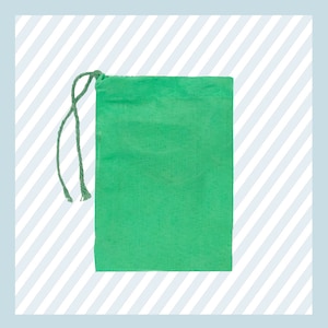 Green Premium Quality Cotton Christmas, Party and Halloween Reusable Double Drawstring Favor Storage Bags ( Choose Size & Quantity)