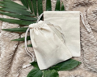 3" X 4" 100% Organic Cotton, Biodegradable and Reusable Muslin Double Drawstring Bags (Pack of 1000)