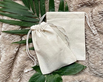 3" X 5" 100% Organic Cotton, Biodegradable and Reusable Premium Quality Muslin Double Drawstring Bags (Pack of 10, 25, 50, 100, 200)