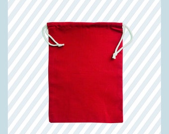 18"x20" Red Cotton bags, Christmas favor, Reusable Pouches with Drawstring (sample, 25, 50, 100 or 200).