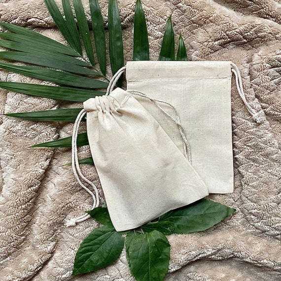 8" X 12" 100% Organic Cotton, Biodegradable and Reusable Premium Quality Muslin Double Drawstring Bags (Pack of 10, 25, 50, 100, 200)