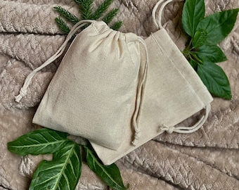 8" X 12" 100% Cotton Canvas, Biodegradable and Reusable Premium Quality Muslin Drawstring Bags, Available in (Pack of 10, 25, 50, 100, 200)